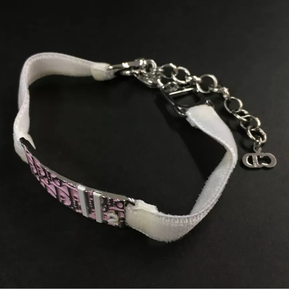 Authentic Christian Dior Trotter Logo Plate silver Tone Bracelet